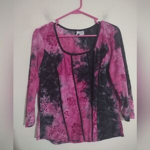 VTG Sami Jo Womens Top Velvet Burnout  Y2K Fairy Grunge Dark Romance Artsy Boho